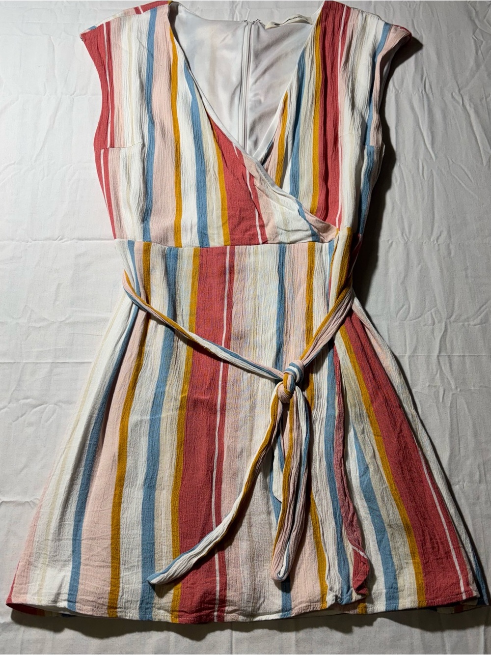 The Impeccable Pig Striped Mini Dress in Red, Blue, Yellow & Cream
